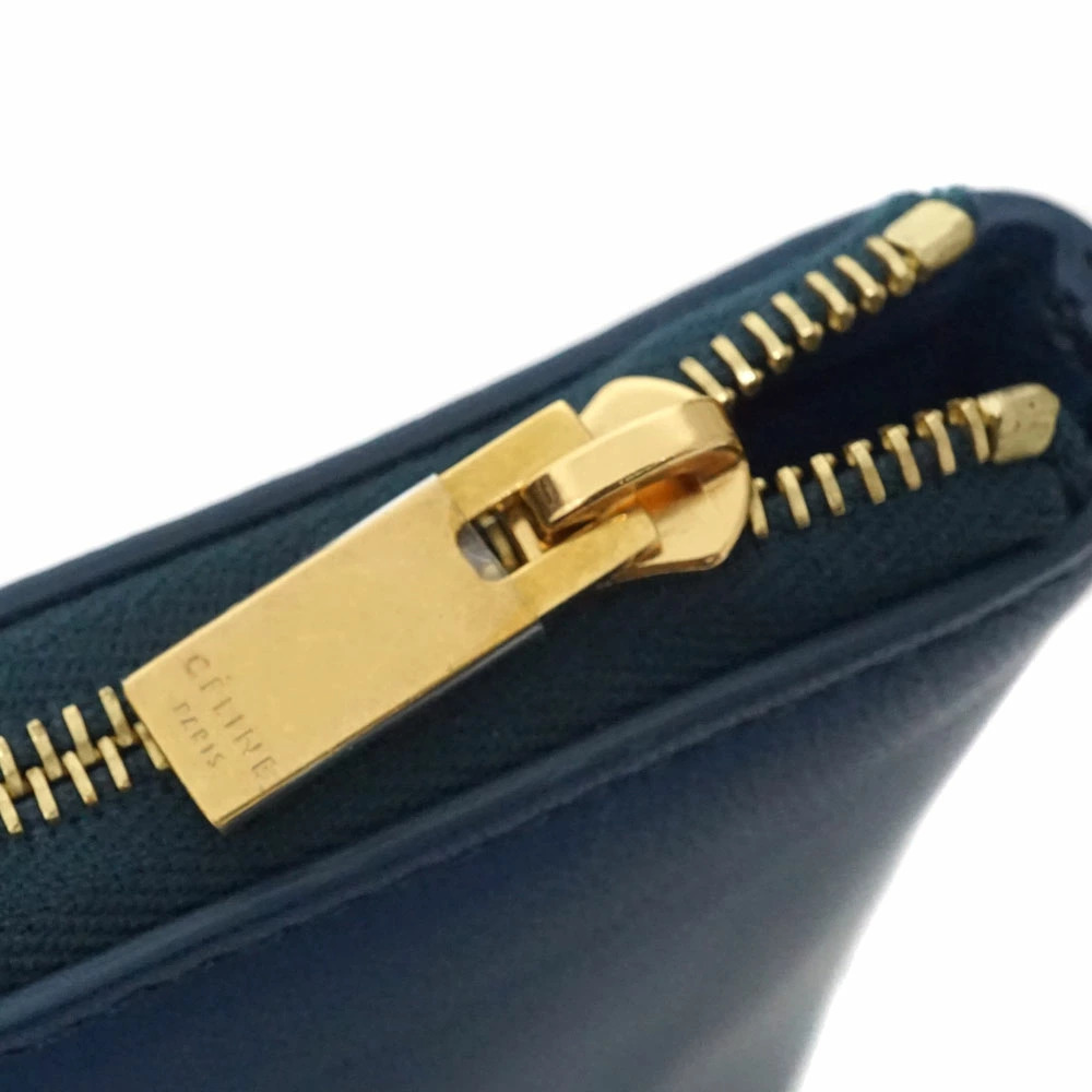 Celine Bicolor Clutch Bag Shoulder Leather Blue Black - Picture 7 of 11
